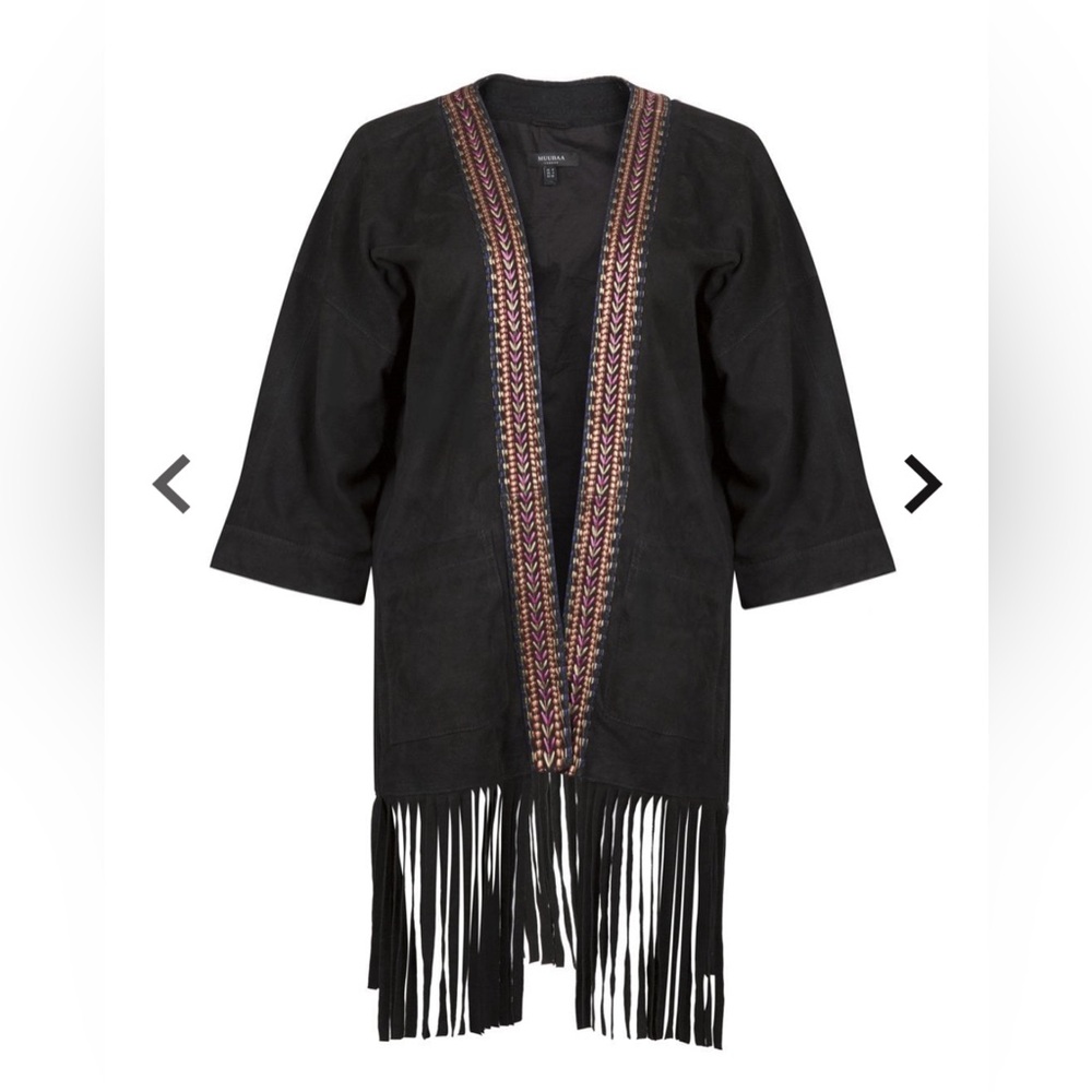 MUUBAA LEATHER Black Suede Coat